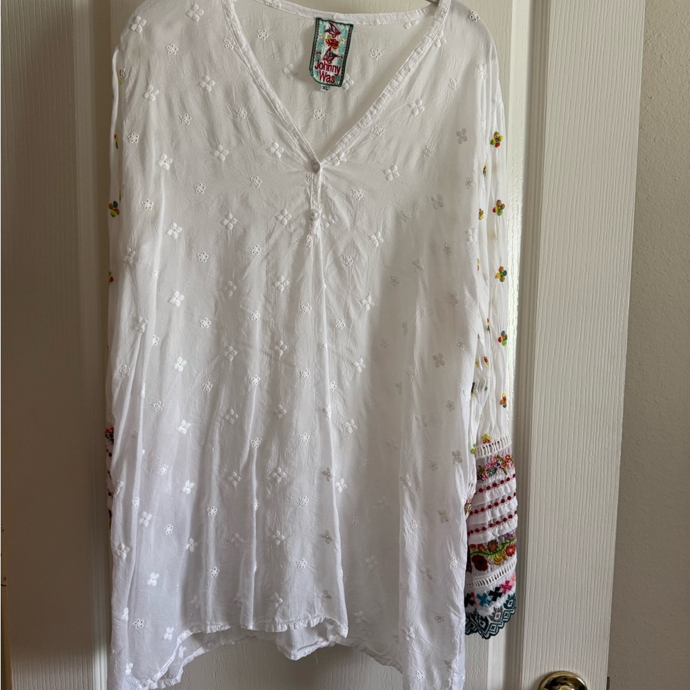 Johnny  Was White Embroidered Women's Top